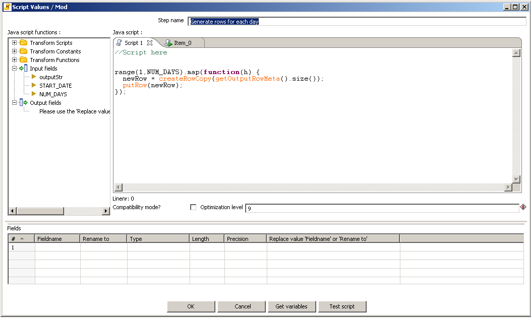 Generate day rows