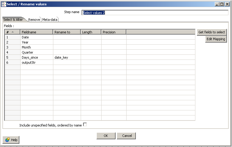 Select values